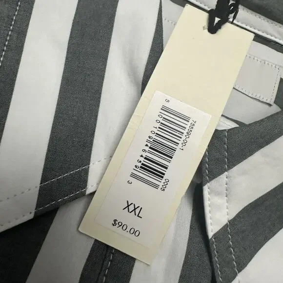 Banana Republic Shirt Womens XXL Gray White Striped Oversized Long Sleeve - Picture 8 of 13